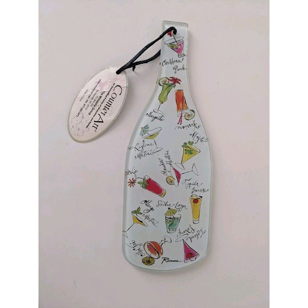 Tempered Glass Wine Bottle Shape Cutting Board Cheese Tray Sunshi Platter Server